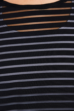 Load image into Gallery viewer, Striped Mesh Black Long Sleeve Crop Top