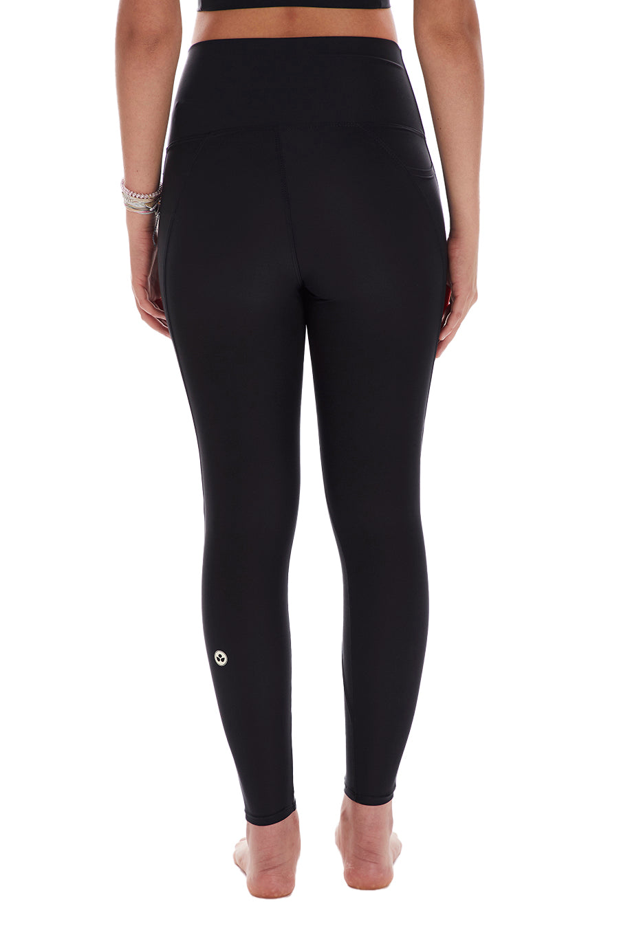Recycled cropped sports leggings with high waist, black, La